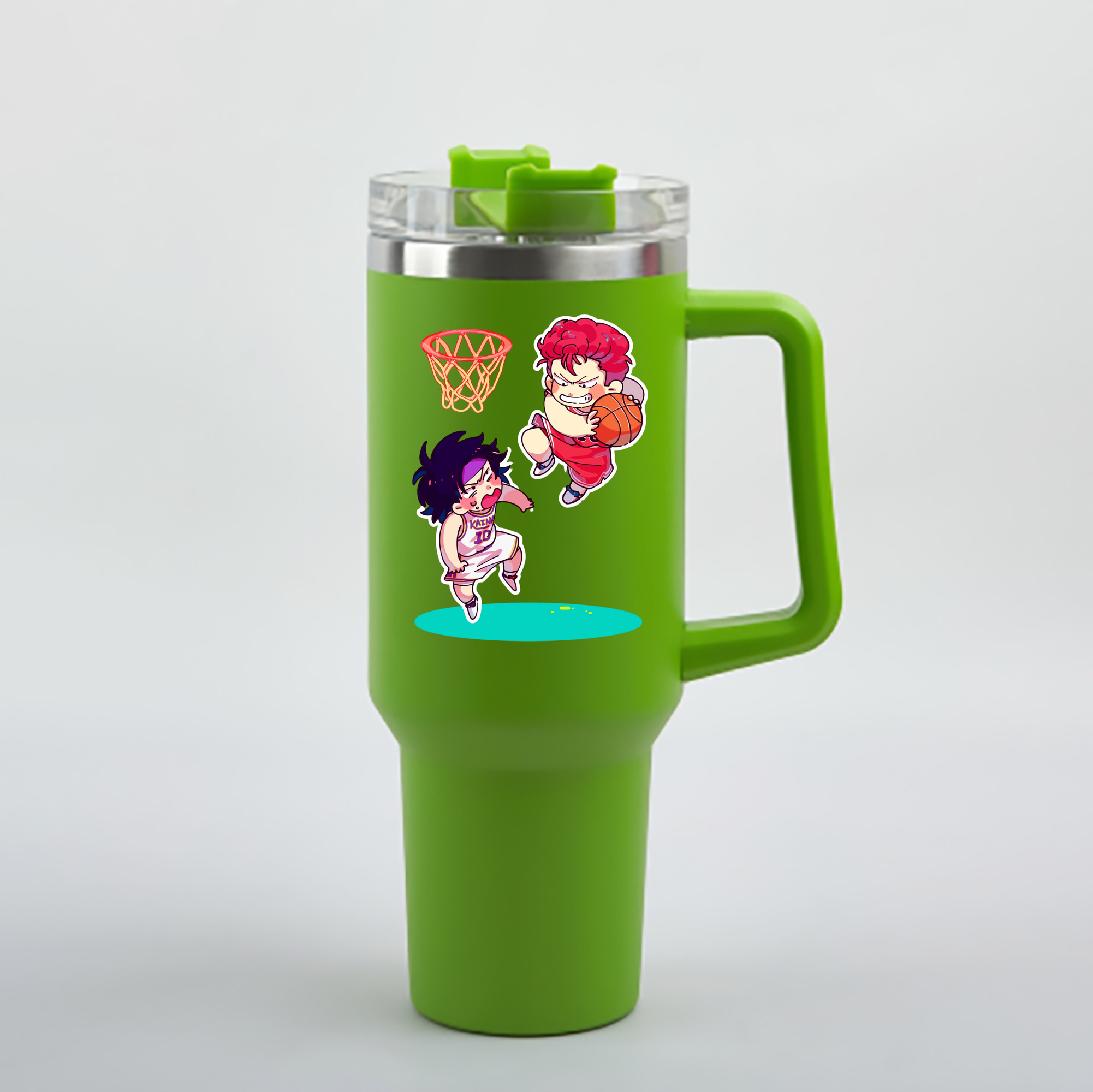 （画像用） SLAM DUNK／スラムダンク 1200mL車用タンブラー - クリスタルステッカー（プラスチックストロー付き）